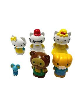 Sanrio Hello Kitty PVC Mini Figures Lot 6 Joey Mama Grand Mother Racoon Bear